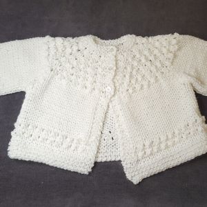Handmade white toddler size 3 cardigan sweater